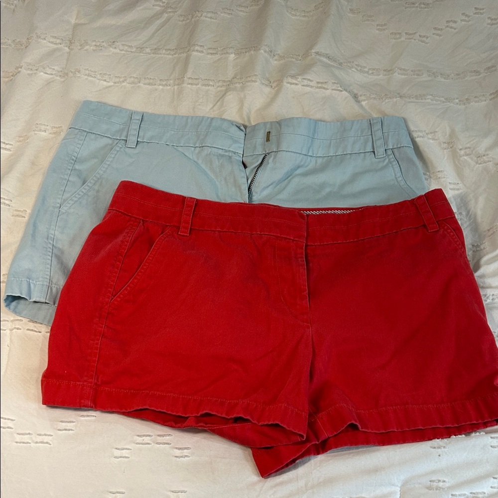 J. Crew Women's Chino Shorts in Red and Light Blue